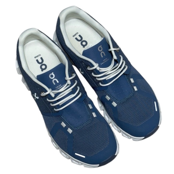 On Running Cloud 5 running shoes denim blue and white Women’s size 9 - Picture 2 of 8
